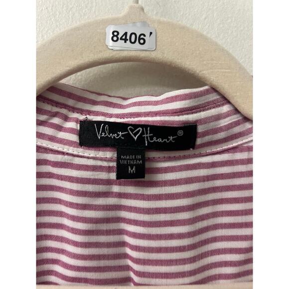 Velvet HEART Pink/White Stripe Button Up Top Sz M Womens - Picture 3 of 3
